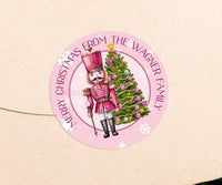 Pink Christmas From Sticker, Personalized Christmas Card seal, personalized from sticker