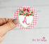 Strawberry Monogram 2" Gloss Sticker, Watercolor Strawberry Pink Gingham and Light Green