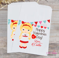 Blonde Girl Personalized Valentines Day Goodie Bags for School or Daycare PreK Giveaway