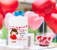 Little Girl Personalized Valentines Day Goodie Bags for School or Daycare, PreK Giveaway