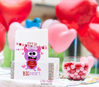 Little Monster Valentines Day Personalized Goodie Paper Bags for School or Daycare, PreK Giveaway
