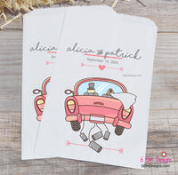 Wedding Candy Bags Just Married Car | Personalized Favor Bags | Bride and Groom Car Favor | Wedding Candy Bar Bags | Wedding Favor Bag