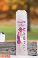 Class of 2025 Girl Graduation Party Silverware Utensil Flatware Bags Pouches, Custom Colors names and skintone