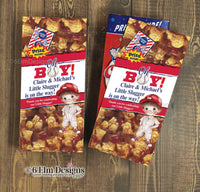 Cracker Jack Labels, Custom Cracker Jack Red Little Slugger Stickers for Baby Showers, First Birthdays Baseball Theme