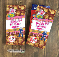 Cracker jack stickers in the theme of baseball drip, dripping ice cream in a pink theme