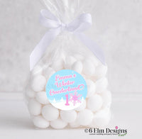 Winter Onederland Birthday Stickers for Girl Pink – Custom 2" Favor Labels for Bags & Treats