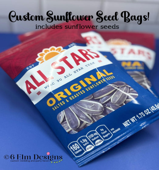 Personalized Baseball Theme Sunflower Seed Packets - Perfect Party Favors For Snack Day, Wedding or Engagement