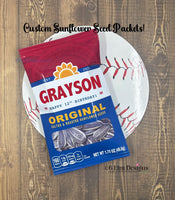 Personalized Baseball Theme Sunflower Seed Packets - Perfect Party Favors For Snack Day, Wedding or Engagement
