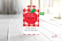 Red Gingham Teacher Gift Tag Printable, Happy First Day of School Tag, Apple Treat Tag for Teachers, Meet the Teacher Tag, Instant Download