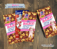 Cracker Jack Labels, Custom Cracker Jack PInk Girl Little Slugger Stickers for Baby Showers, First Birthdays Baseball Theme