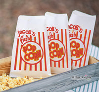 Personalized Popcorn Bags, Retro Popcorn Bags, Baseball Birthday, Carnival Birthday, Movie Night Bags