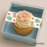 Pastel School Sticker Strips, Cookie Box Seals, Cupcake Box Stickers, Pencil Bow and Globe Stickers, Cake Pop Puck Labels, 10 Pack