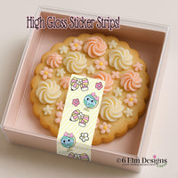 Pastel School Sticker Strips, Cookie Box Seals, Cupcake Box Stickers, Pencil Bow and Globe Stickers, Cake Pop Puck Labels, 10 Pack