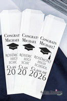 Class of 2025 Bold Graduation Party Silverware Utensil Flatware Bags Pouches, School Name and Graduates Name