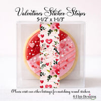 Valentines Sticker Strips: Floral Cookie & Treat Box Seals - 10 Pack Bakery Box Stickers - Cake Pop Seals