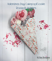 Valentines Flowered Cake Pop Bouquet Holder for Cottage Bakers, Paper Cake Pop Stand, Bakery Treat Display, Valentine Packaging