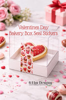 Valentines Sticker Strips: Cookie & Treat Box Seals - 10 Pack Bakery Box Stickers - Cake Pop Seals
