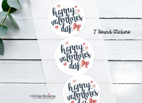 Happy Valentines Day Stickers - 2" Round, Glossy - Set of 20