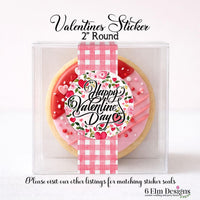 Happy Valentines Day Stickers Florals - 2" Round, Glossy - Set of 20