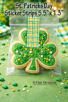 St. Patrick's Day Sticker Strips: Red Gingham Cookie & Treat Box Seals - 10 Pack Bakery Box Stickers - Cake Pop Seals