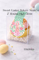 Happy Easter Bakery Stickers Bunny with Flowers - 2" Round, Glossy - Set of 20