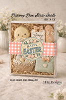 Easter Sticker Strips: Peach Gingham Cookie & Treat Box Seals - 10 Pack Bakery Box Stickers - Cake Pop Seals