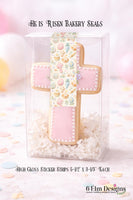 Easter He is Risen Bakery Sticker Strips- Hot Cross Buns, Cross Cookies - 10 Pack Bakery Box Stickers - Cake Pop Seals