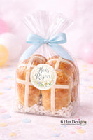 He is Risen Stickers - 2" Round, Glossy - Set of 20, Easter Cookie Box Seals, Bakery Box Stickers