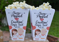 Same Sex Female Popped the Question Engagement Party Popcorn Box Favors