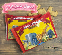Animal Cracker Bag Favor Stickers, Personalized Zoo Birthday Stickers, Circus Party Favor, 1oz Bag Sticker, Safari Party