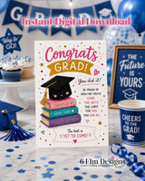 Cute Graduation Card Girl Printable 5x7, Congrats Grad Card, Fun Graduation Card, Digital Download, Printable Greeting Card
