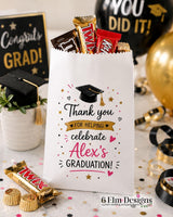 Cute Graduation Favor Bags • Personalized Candy Bags • Custom Party Thank You Bags