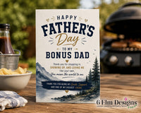 Bonus Dad Father's Day Printable 5x7, Step Father's Day Card, Digital Download, Printable Greeting Card for Bonus Dad
