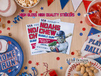Personalized Big League Chew Stickers, Baseball Birthday Favor Stickers, Bubble Gum Bag Labels, Custom Baseball Team Party Favor, Sports