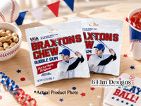 Personalized Big League Chew Stickers with Photo, Custom Baseball Bubble Gum Labels, Baseball Birthday Party Favor, Sports Team Favor
