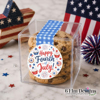 Blue Gingham Sticker Strips: Cookie & Treat Box Seals - 10 Pack Bakery Box Stickers - Cake Pop Seals