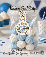 Father's Day Sticker Strips: Cookie & Treat Box Seals - 10 Pack Bakery Box Stickers - Cake Pop Seals