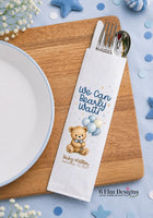 We Can Bearly Wait Baby Boy Silverware Utensil Bags, Boy Baby Shower Decor, Teddy Bear