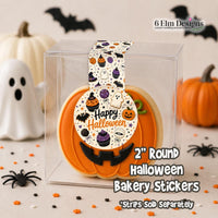 Happy Halloween Stickers - 2" Round, Glossy - Set of 20, Cookie Box Seals, Bakery Box Stickers