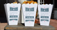 25th Silver Anniversary Party Popcorn Bar Boxes with Names and Date 25th Anniversary Party Favor