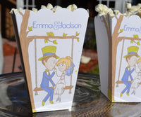 Wedding Popcorn Box Bride & Groom in Tree Swing