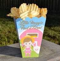 Pink Barn Farm Party Popcorn Boxes for Girls Birthday Favors Farm Animals Petting Zoo Party Farm Theme Childrens Birthday