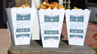 25th Silver Anniversary Party Popcorn Bar Boxes with Names and Date 25th Anniversary Party Favor