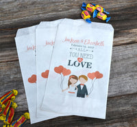 Wedding Candy Bags All You Need is Love | Bride and Groom Personalized Favor Bags | Weddings Favors | Engagement Party Favor | Popcorn Bars