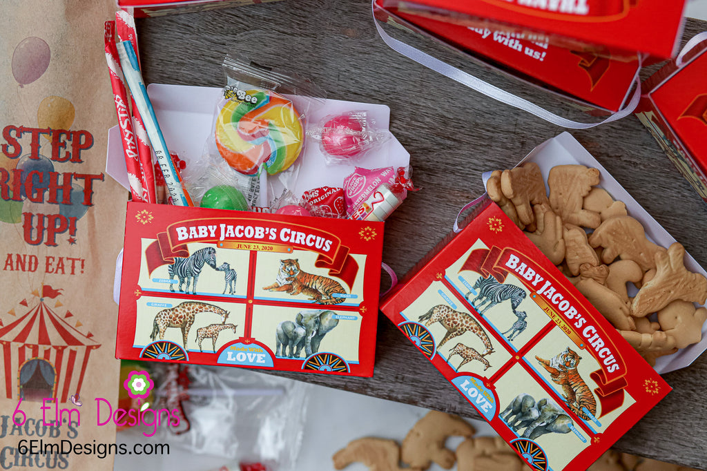 Mommies and Babies Vintage Animal Cracker Favor Boxes, Red