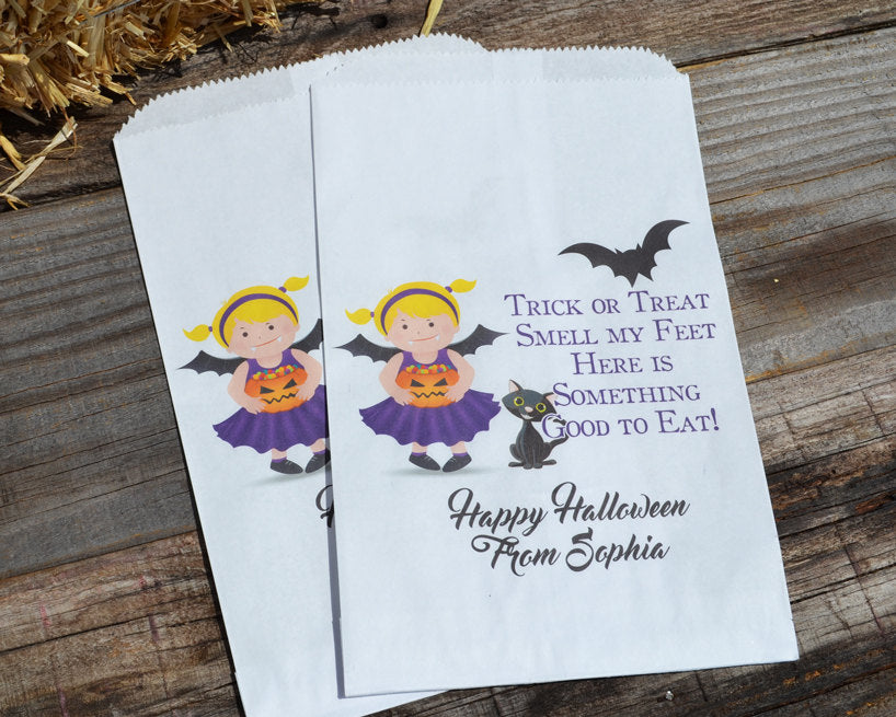 Bat Girl Halloween Personalized Goodie Bags