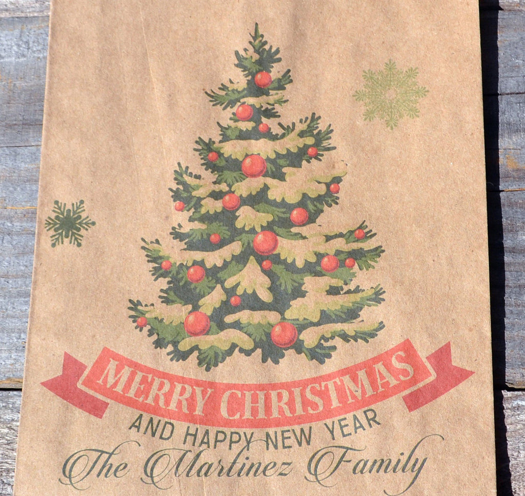 Christmas Tree Vintage Personalized Bags