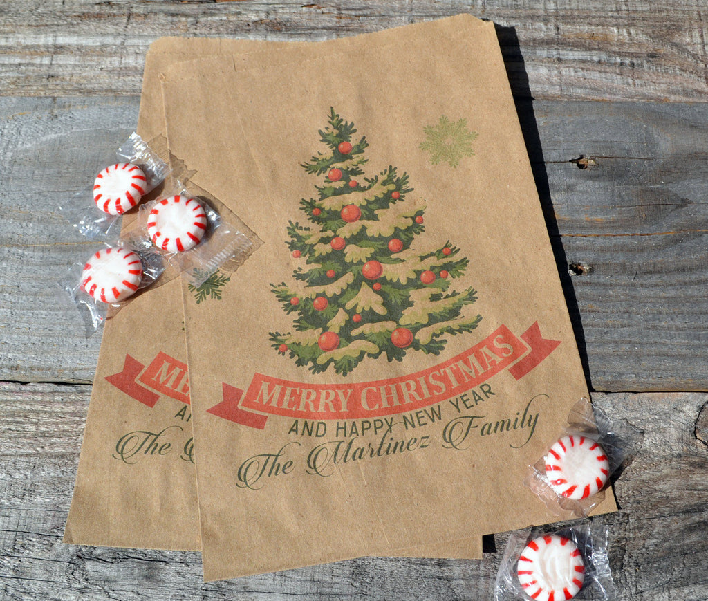 Christmas Tree Vintage Personalized Bags