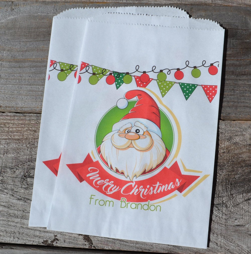 Santa Bag Personalized Goodie Bags | Christmas Candy Bag | Christmas Treat Bag | Santa Claus Popcorn Bags | Candy Bar Bags|Personalized Bags