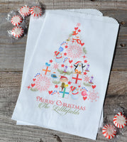 Christmas Tree Bag Personalized Goodie Bags | Christmas Candy Bag | Christmas Treat Bag | Merry Christmas Popcorn Bags |Personalized Bags